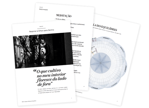 Páginas exemplo do programa de meditação do Curso Online Yam Corpo e Mente em Equilíbrio