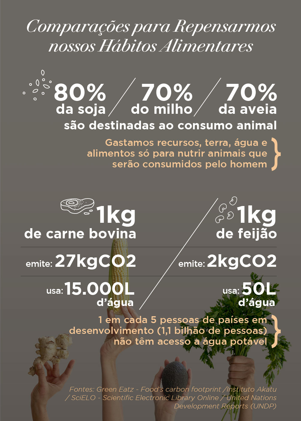 Infográfico com algumas Comparações para Repensarmos nossos Hábitos Alimentares
