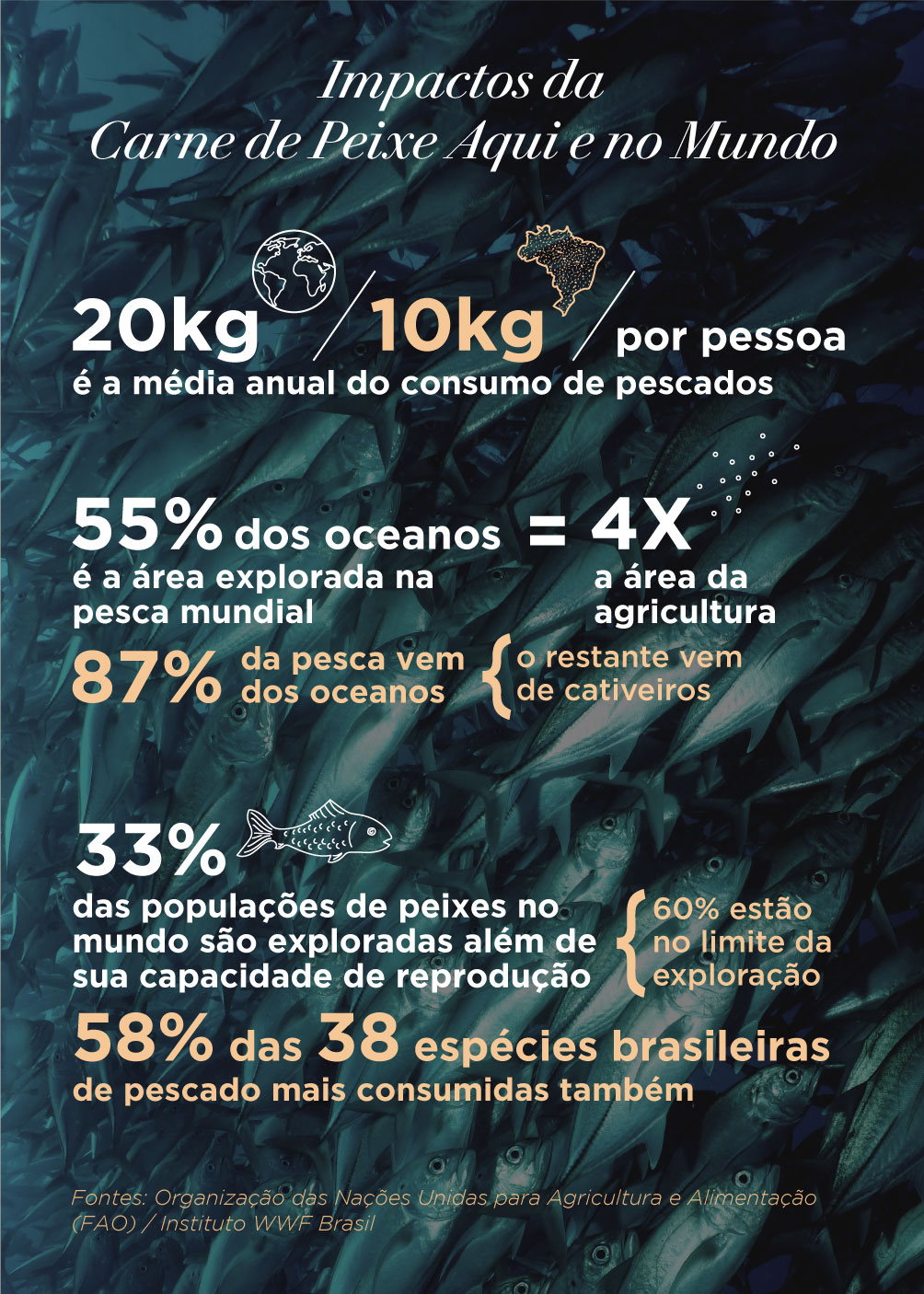 Infográfico com os impactos da Carne de Peixe na Saúde