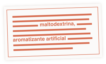 Ilustração de rótulo com detalhe em ingredientes ultraprocessados